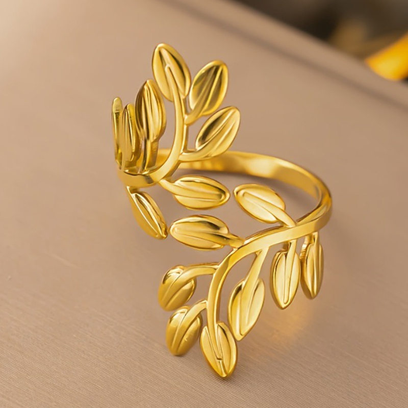 E-shop Stylischer und anspruchsvoller Ring mit Blattmuster für Damen, verstellbar, für Urlaub, Partys, und als exquisites Schmuckgeschenk