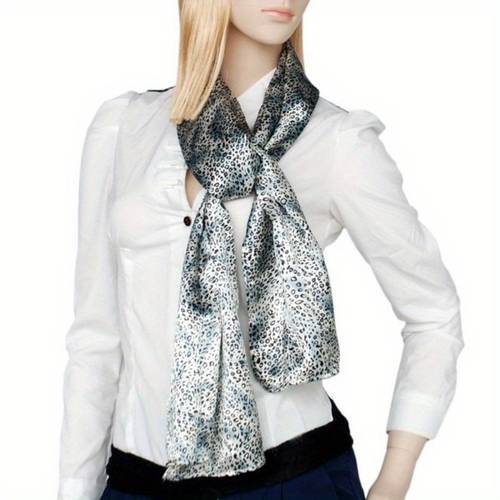 simple and decent tone leopard print fashion silk scarf wrap shawl small