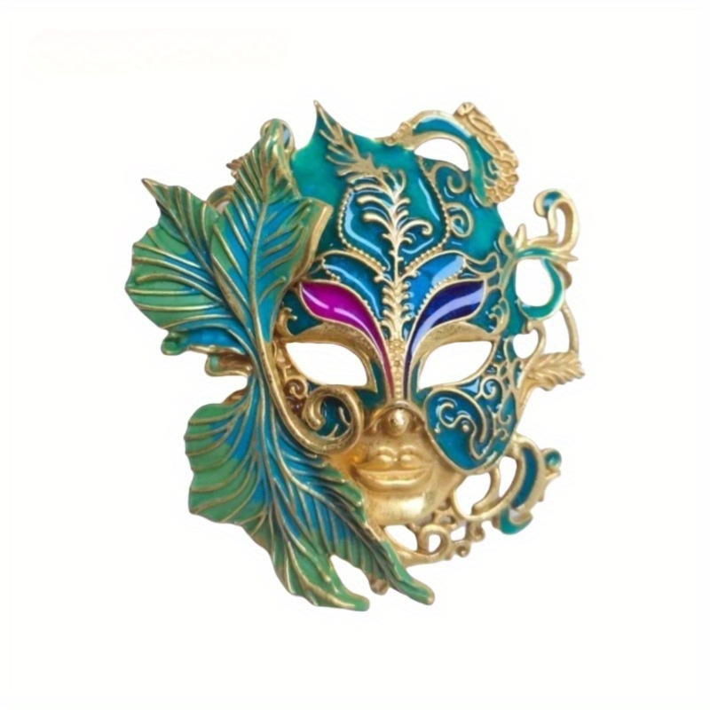 elegant vintage mask enamel brooch pin for   for evening parties special occasions details 4