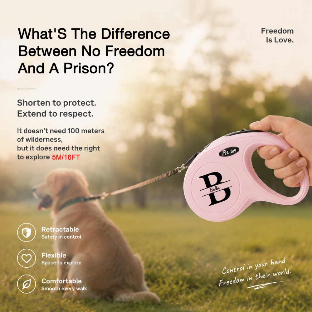 Retractable Dog Leash with Custom Letter Design