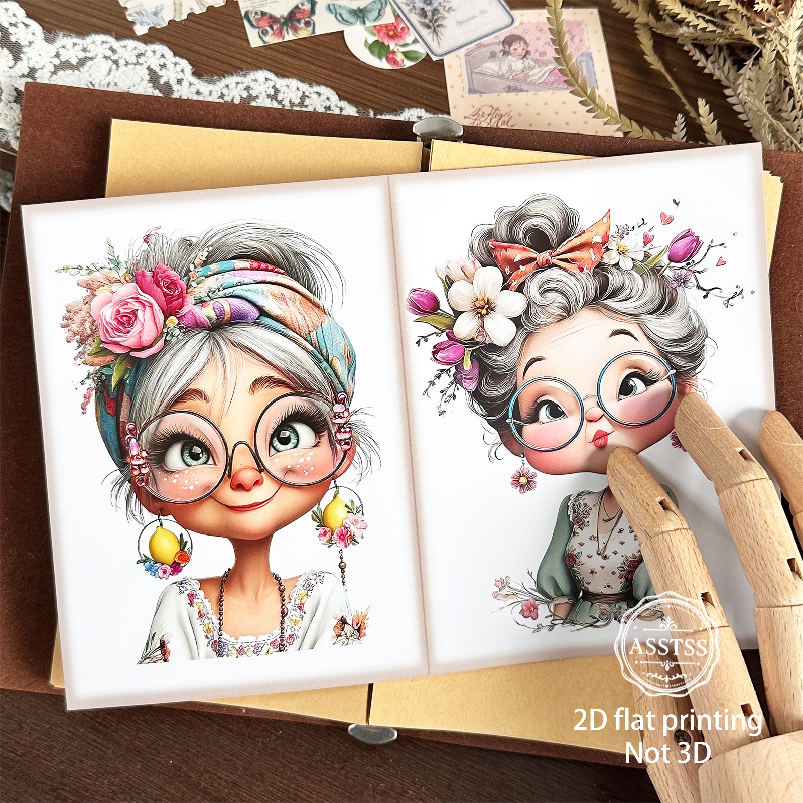 TEMU Asstss 20-sheet A5 [2d Flat] Vintage Quirky Grandma Theme Junk Journals, Decoration Paper Pads, For Arts Crafts, Scrapbooking Supplies, Crafts,