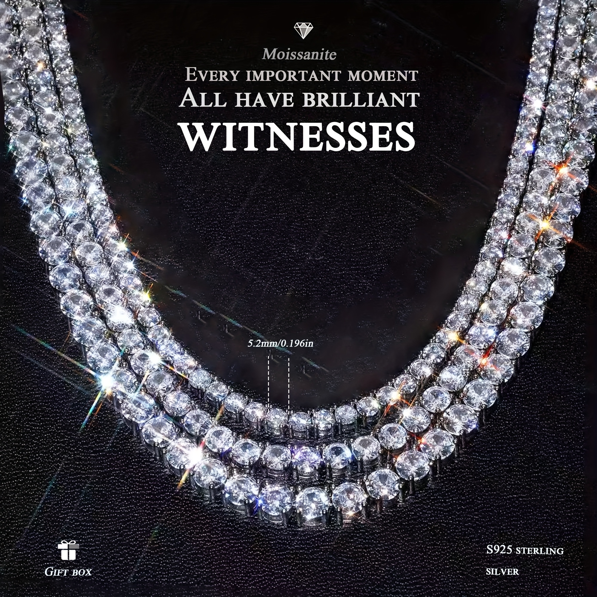 moissanite tennis chain sold on Temu United States