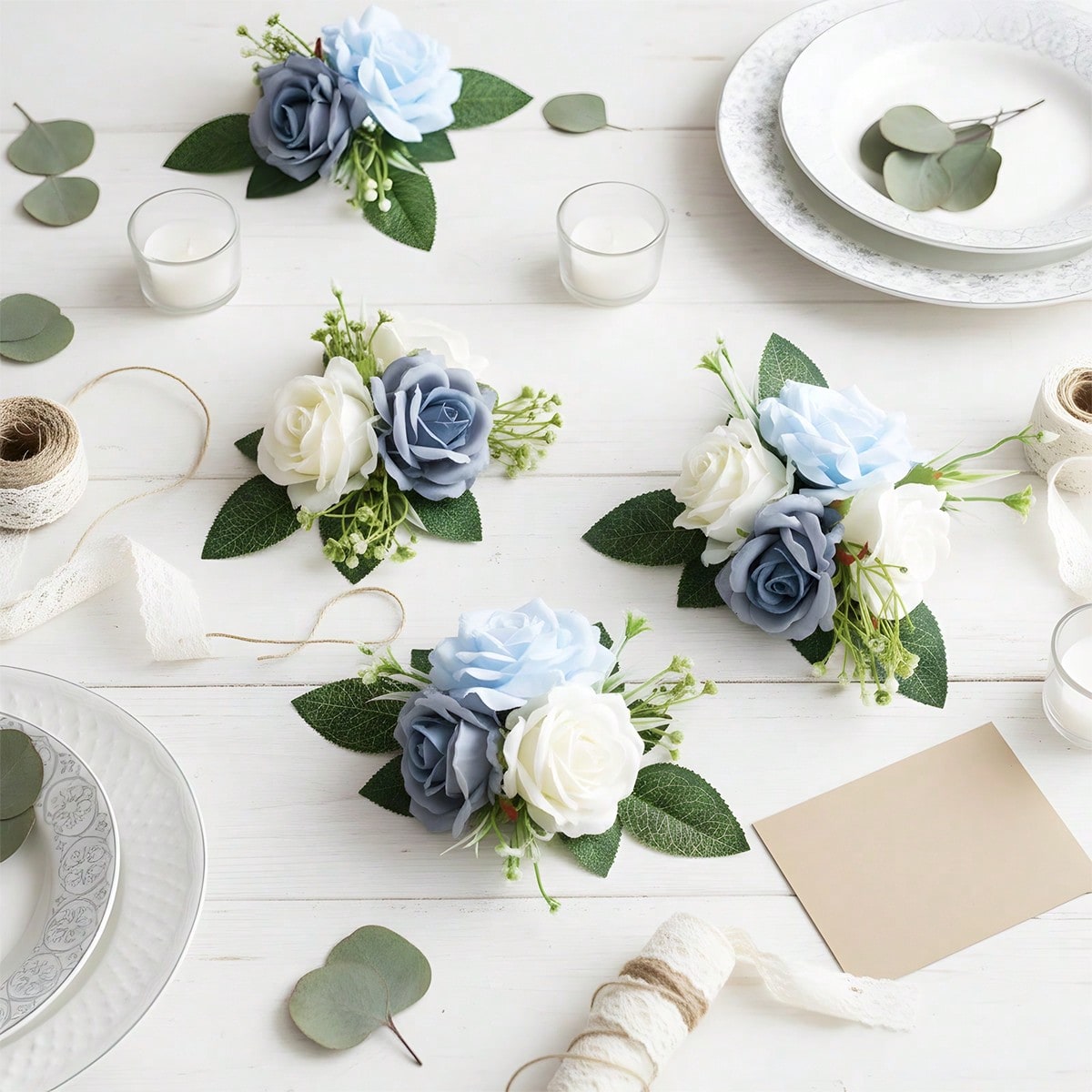 TEMU 3pcs Pre-made Artificial Rose Cake Topper Flowers With Roses & Foliage - Pre-cut Wedding, Birthday, Baby Shower Cake Decorations Suitable For