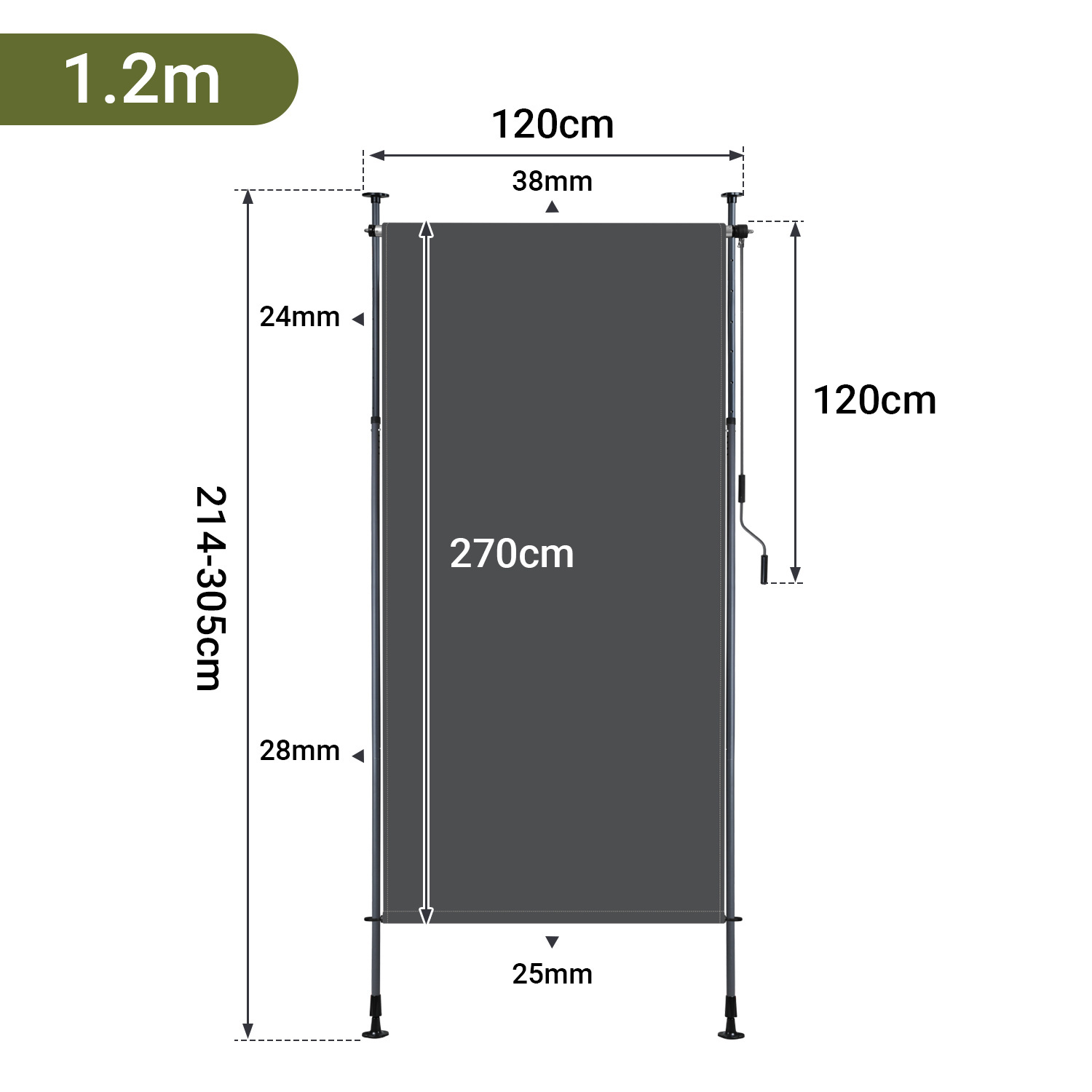 Image of 120/150/200cm Outdoor Vertical Awning Patio Privacy Screen Balcony Vertical Balcony Shade With Pu Coating /beige Balcony Awning Roller Blind Terrace Sun Shading External