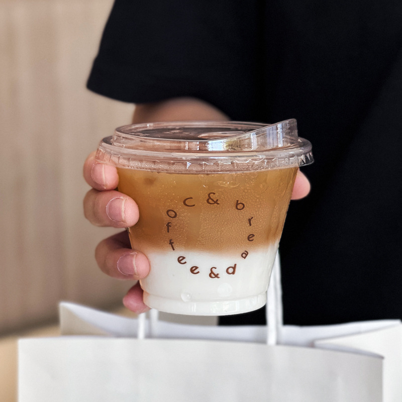 40/80/100pcs Clear Coffee Cups with Straight Drinking Lids