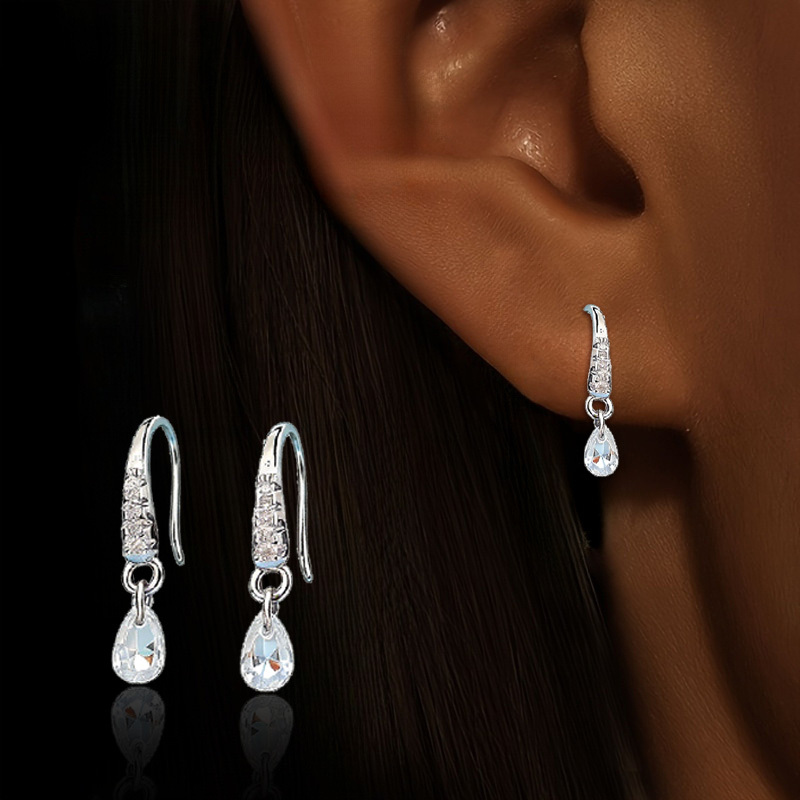 Elegant Teardrop-Shaped Earrings with Synthetic Zirconia
