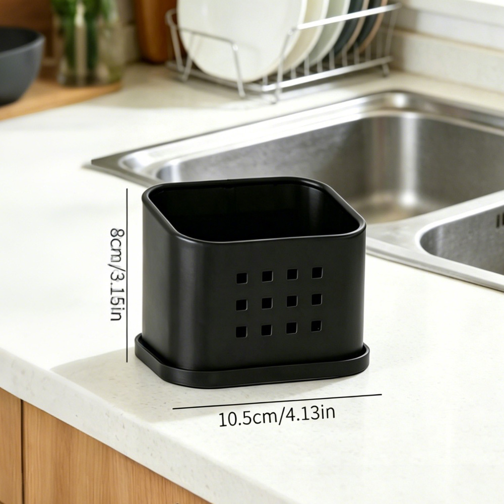 TEMU Stainless Steel Sink Caddy Sponge Holder, Kitchen Sink Organizer With Drainage Base, Kitchen Storage Basket For Sponge, Scrubber, Dish Brush
