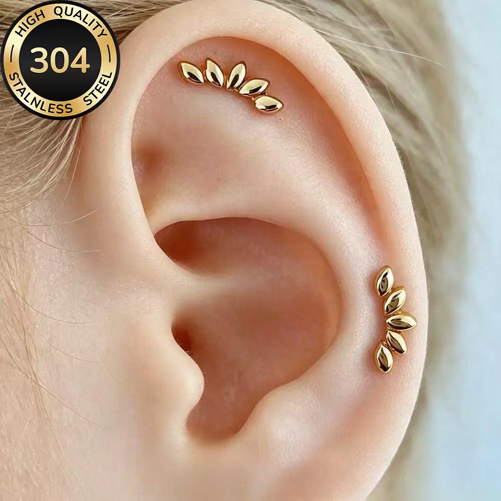 TEMU Ensemble de 2 paires de boucles d'oreilles en acier inoxydable de haute qualité, faible allergénicité, dorées, empilables, résistantes à la