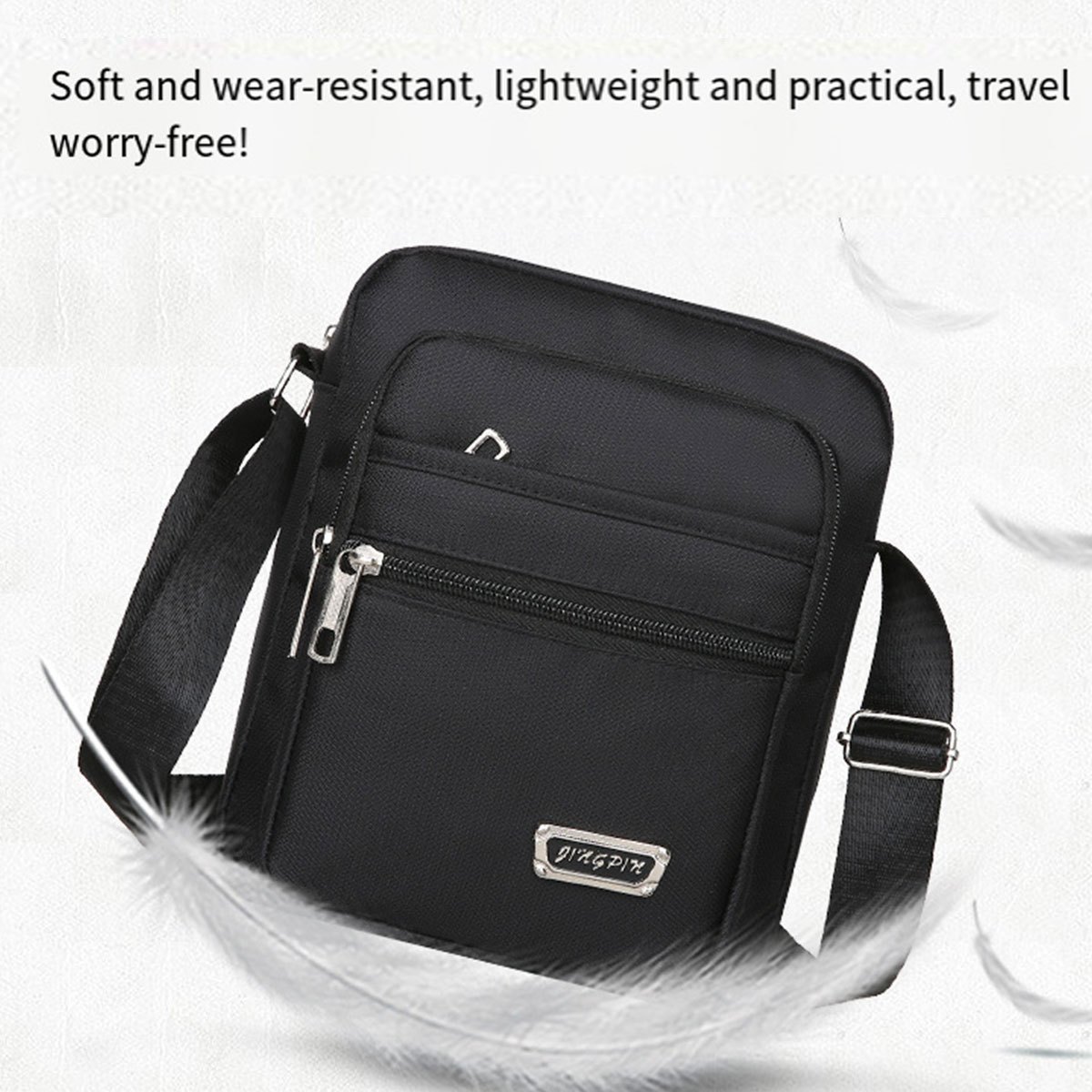 Men's Vintage Black Canvas Crossbody Bag
