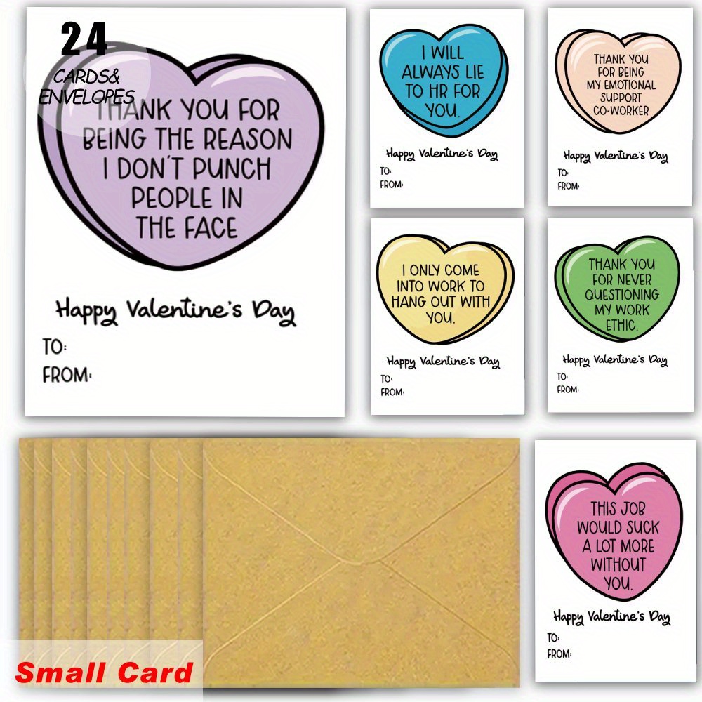 

24pcs, Funny Coworker Valentine's Day Cards With Envelopes(24 Envelopes + 24 Cards) , For Boss, For , For Employees, Valentines, Office Party