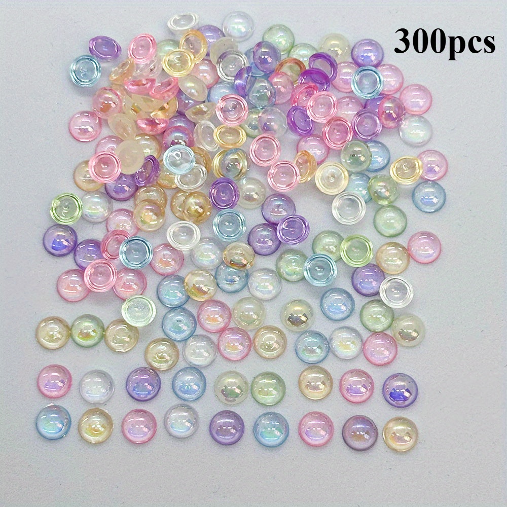 300pcs 0.6cm/0.24in 's Eye Half-face Round Acrylic Headdress Accessories Handmade Filling Material Random Color