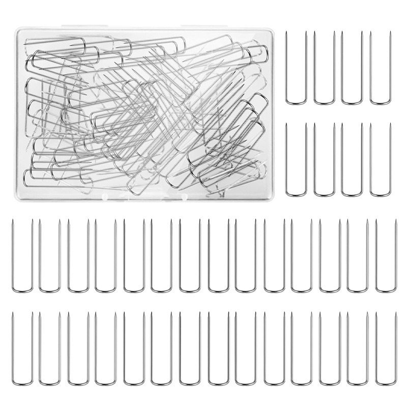 E-shop 200 Stück Professionelle U-Stifte - Edelstahl Doppel-Nadel Quiltstifte für Stoff, Blumenschaum, Kranzherstellung & DIY-Basteln, 0,91" x 0,2"