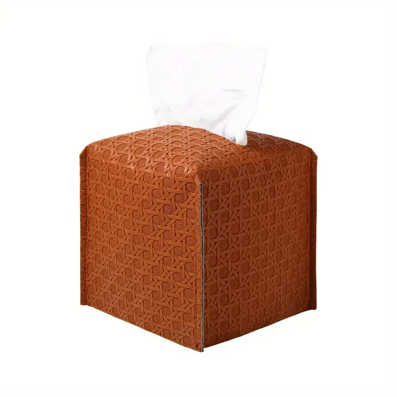 elegant square tissue box cover with textured pattern 5 x5 x5 camel design durable plastic bathroom organizer for tissues toiletries cosmetics toiletry storage decorative holder sturdy construction Product details 8
