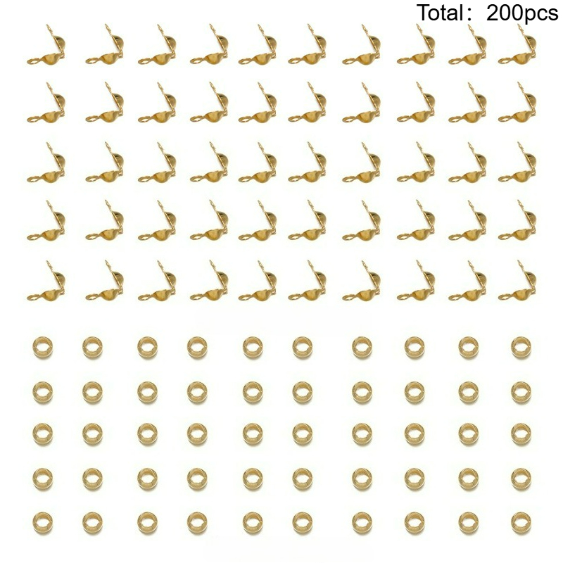 TEMU 2d Flat - 200pcs Connection Ring Set, Including 100pcs Of And 100pcs Of Positioning Beads, Suitable For Jewelry Making, Bracelet Necklace