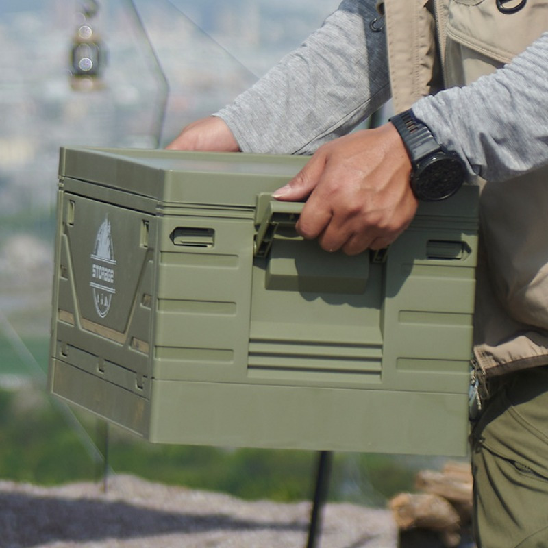 1pc heavy-duty stainless steel storage box with secure clip-lock lid - freezer-safe, thickened construction, portable handle for camping, fishing, suv, truck, rv, boat -   organizer for tools, gear, coolers, picnics - ideal for outdoor, travel, home use, camping essentials, rugged design, durable construction, utility case, rv owners 0