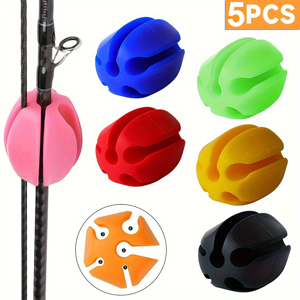 

5pcs Lightweight Silicone Fishing Rod Holders With 5 Slots - , (blue, Pink, Red, Green, Black) Clips For Support, Ideal For , Rod Holders For Fishing Rods