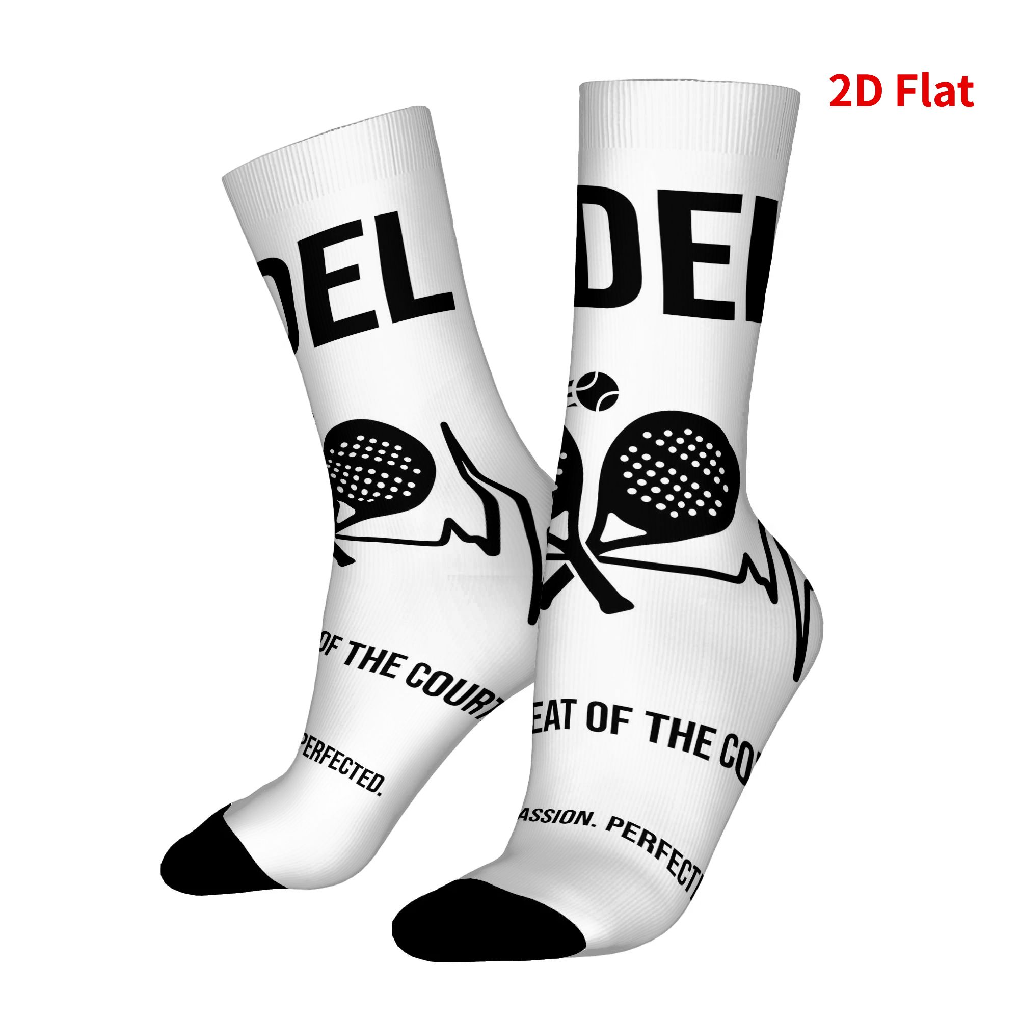 TEMU 2d Flat Printing Padel Court Heartbeat Printed Pattern Medium Tube Socks For Men Trendy Socks For Couples Socks Men Socks, 2d Flat