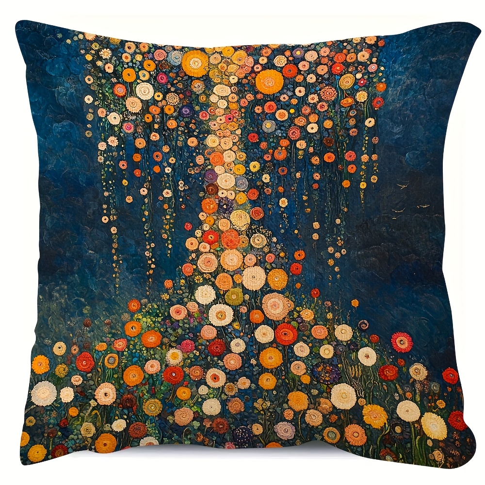 TEMU 1pc Klimt Inspired Decorative Pillowcase, 45.72x 45.72cm, Double-sided Printing, Polyester, Zipper Closure, Hand Wash Only- , Suitable For Home