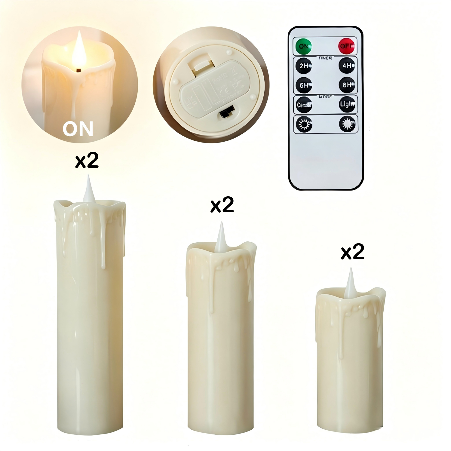 TEMU Bougies LED, Coque en Acrylique, Flamme Tremblotante à Effet Cire Réaliste, Fonctionne à Piles (Piles Non Incluses), Lumière de Bougie
