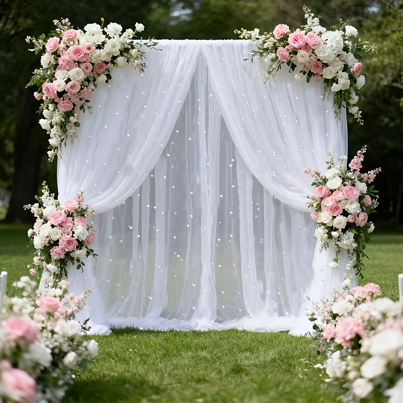 TEMU Single-piece Rod-pocket Outdoor Window Sheer, Adjustable Transparent Netting With Breathable Mesh And Rod . Suitable For Gazebos, Patios,
