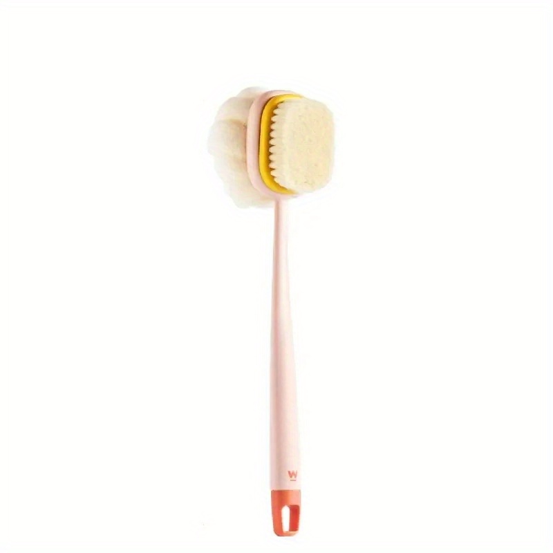 1    brush back scrubber dual sided exfoliating shower brush with ergonomic handle   beige hair scrubber for bath body exfoliation formaldehyde free hypoallergenic handheld exfoliator durable construction Product details 4