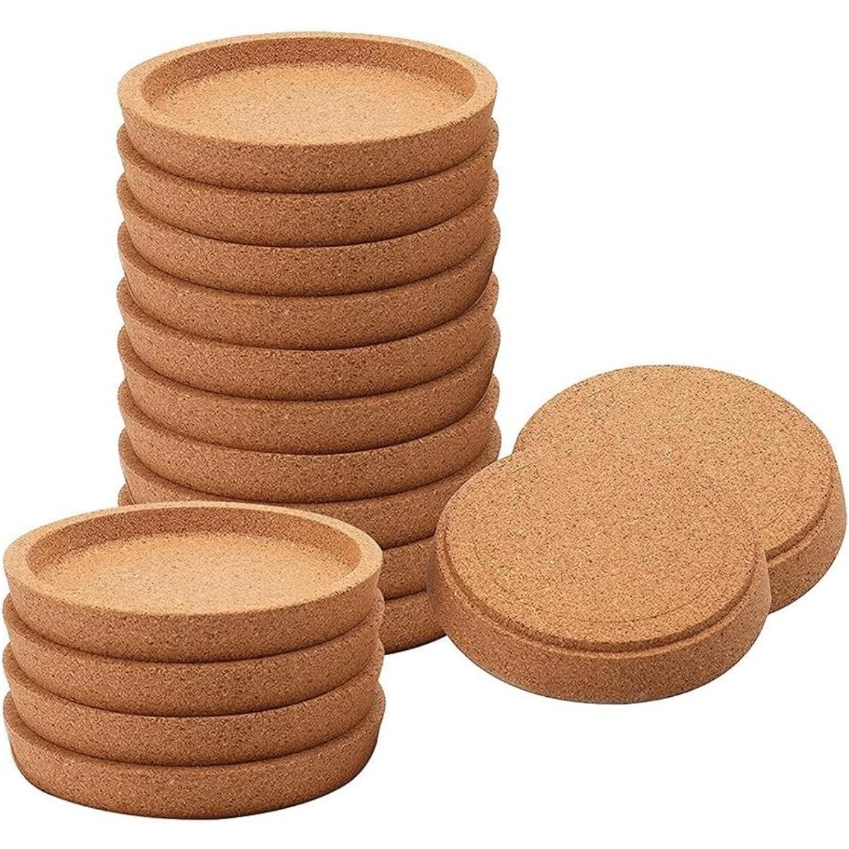 Image of 16pcs Cork Coasters, Water Absorbent, Heat Resistant, Round Cork Coasters With Edges, Glass Coasters, Round Cork Coasters, Round Cork Coasters For Most Cups Or Home
