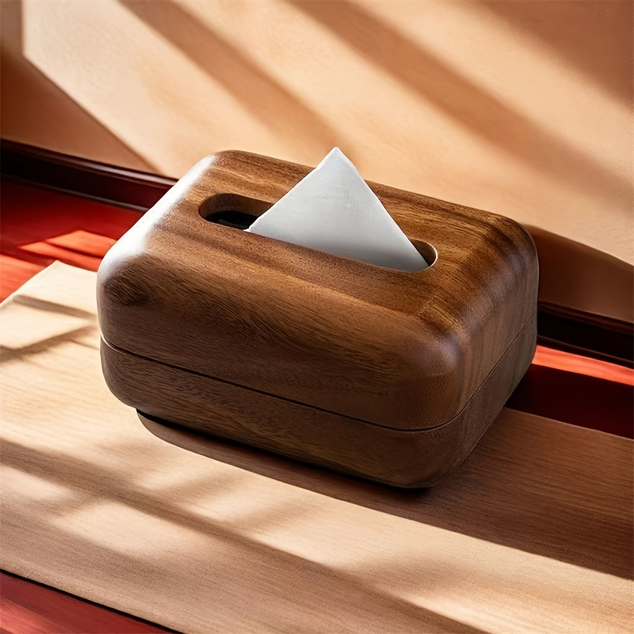 1pc rustic solid wood tissue box holder handcrafted home tabletop decor with magnetic closure natural wood grain   room bedroom kitchen dining room decorative and functional decorative accessory simple elegant design durable construction Product details 3