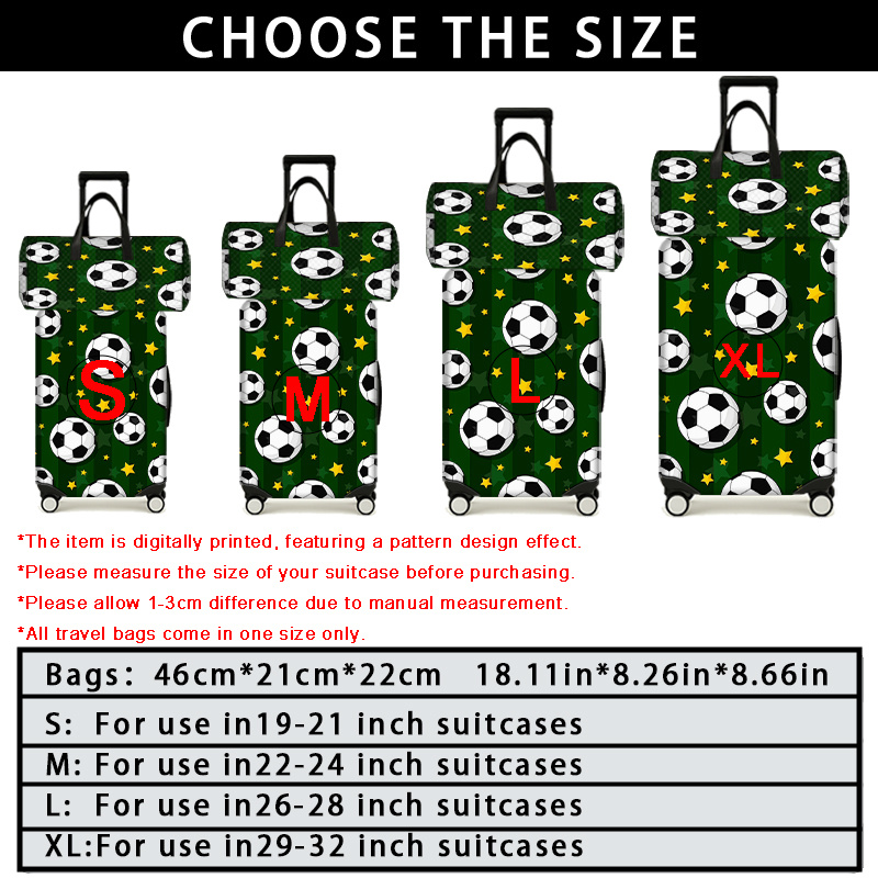Green Base Football & Yellow Star Pattern Luggage Set with Travel Bag