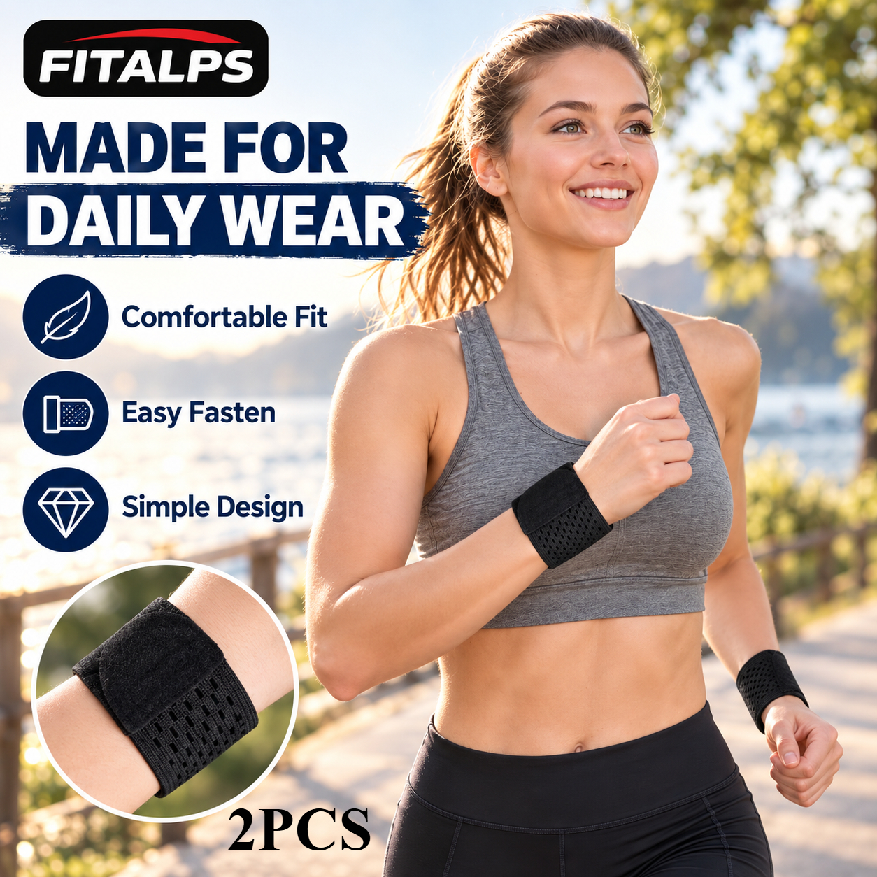 TEMU 2pcs Unisex Adjustable Wrist Wrap, Wrist Support, Gentle Compression, Breathable Mesh, Flexible , Fits Most, Easy-wear Wrist Band For Daily Use,