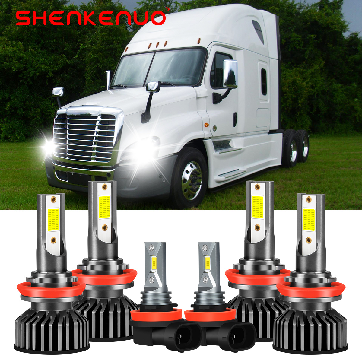 

6pcs For Freightliner Truck 2008-2021 Led Headlight High+ Light Bulbs Combo