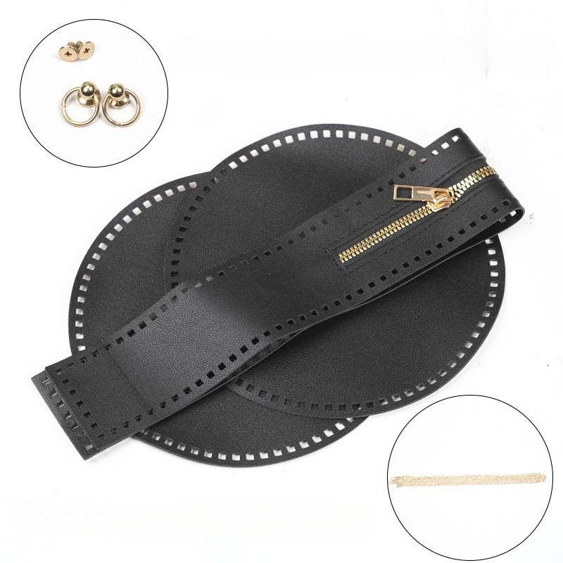 TEMU Un ensemble de sac de seau/sac de seau rond, comprenant un ensemble de pièces avec une fermeture éclair longue, pièces en similicuir et une