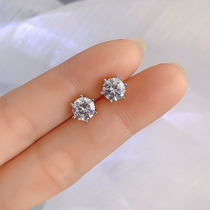 1Pair 0.5/1/2/3 Carat Dazzling Moissanite Stud Earrings, Gift