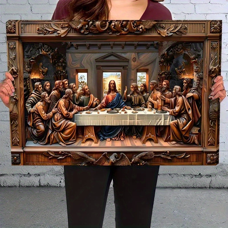 Wooden Framed The Last Supper Canvas Painting 1