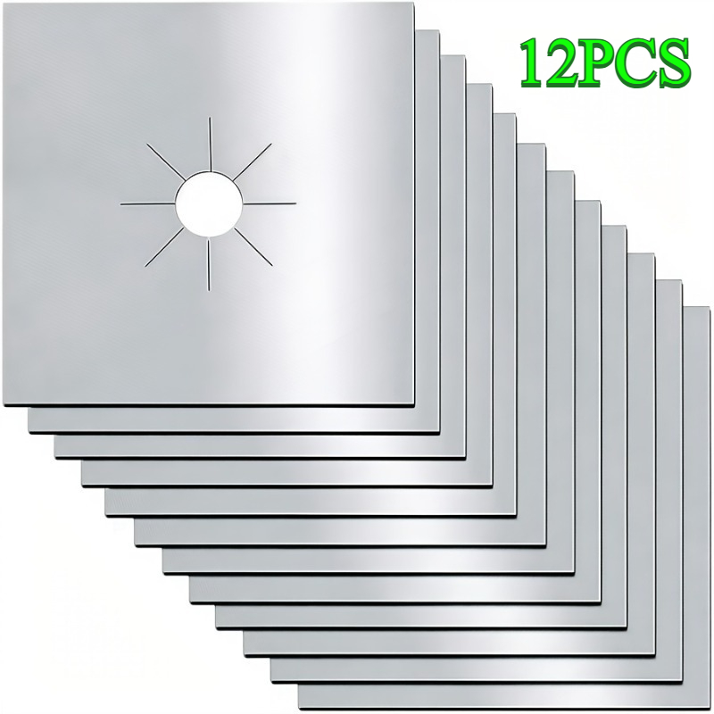 TEMU 12pcs Cuttable Kitchen Stove Protectors, Gas Stove Covers, 0.12mm Thick, Reusable, Kitchen Mats, Kitchenware, Home Kitchen Supplies, Bbq Mats