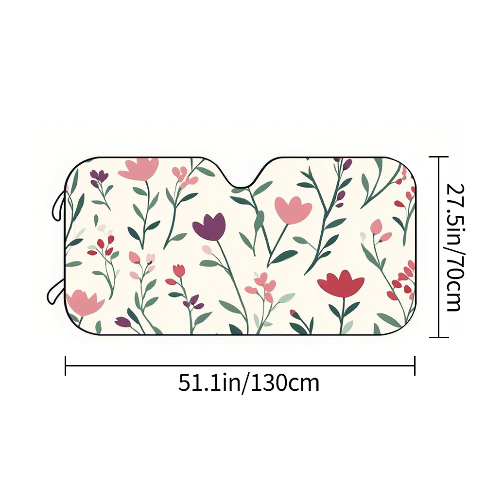 TEMU 1 pieza de parasol para coche, parasol con colorido estampado floral, protección UV y enfriamiento, para modelos de coche universales y