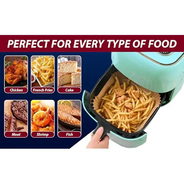 225pcs air fryer parchment paper liners & oil-resistant, 8 inch round disposable baking sheets with silicone coating for /af150amz xl/ & 4-8 fryers, microwave, oven, bbq - easy , healthy cooking, , microwave safe, oilresistant liner, material, reusable alternative, home cooks, meal preppers Product details 2