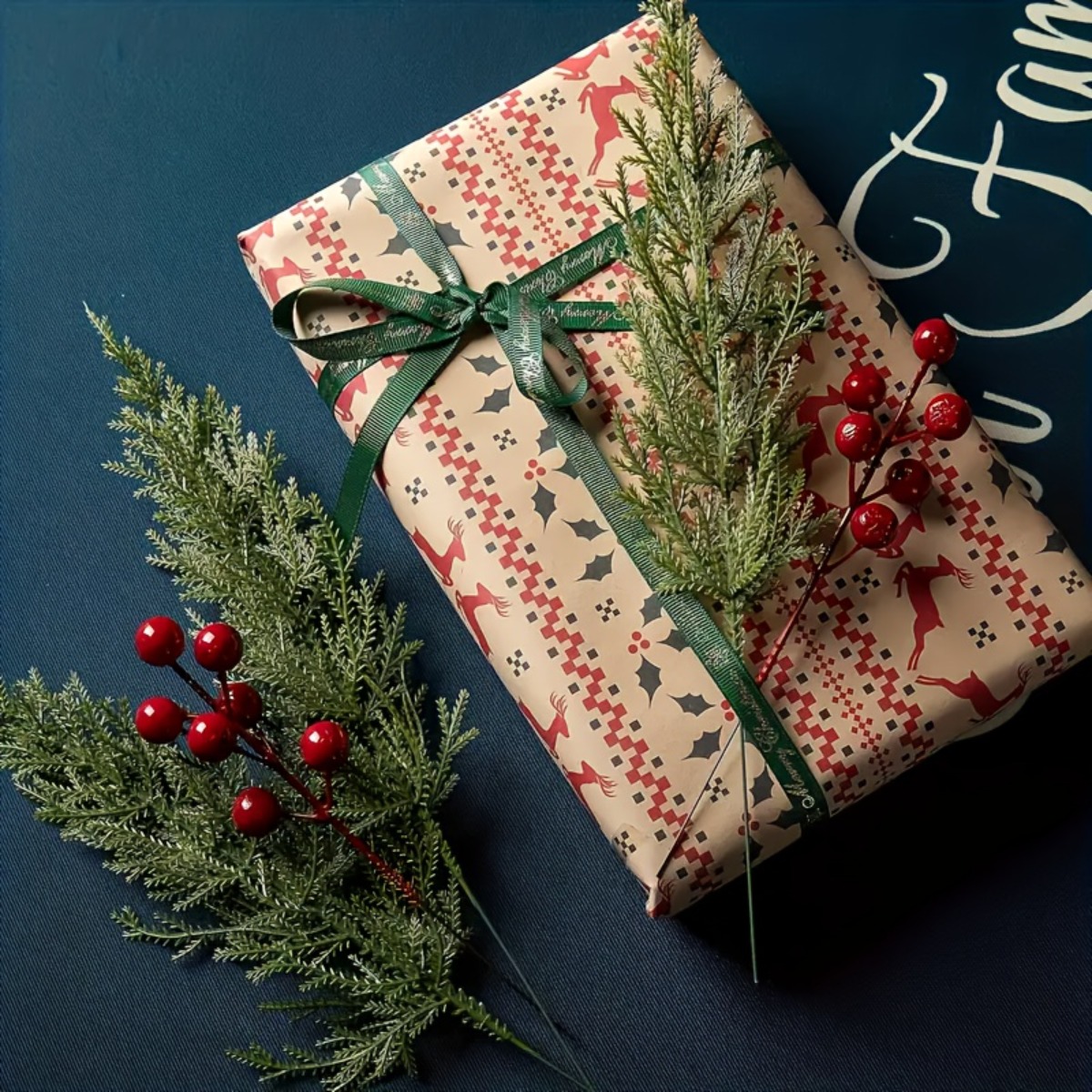 item picture 16pcs artificial pine branches with red berries christmas greenery floral picks for wreaths table centerpieces christmas tree new year and   decorations