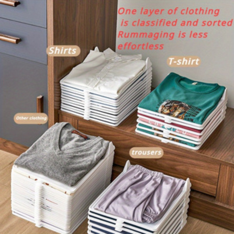 

10pcs/5pcs Plastic Clothes Folding Board Organizer, Shirt T-shirt Pants Divider Storage Rack, Space Saving Laundry Folder For , With Easy Sorting