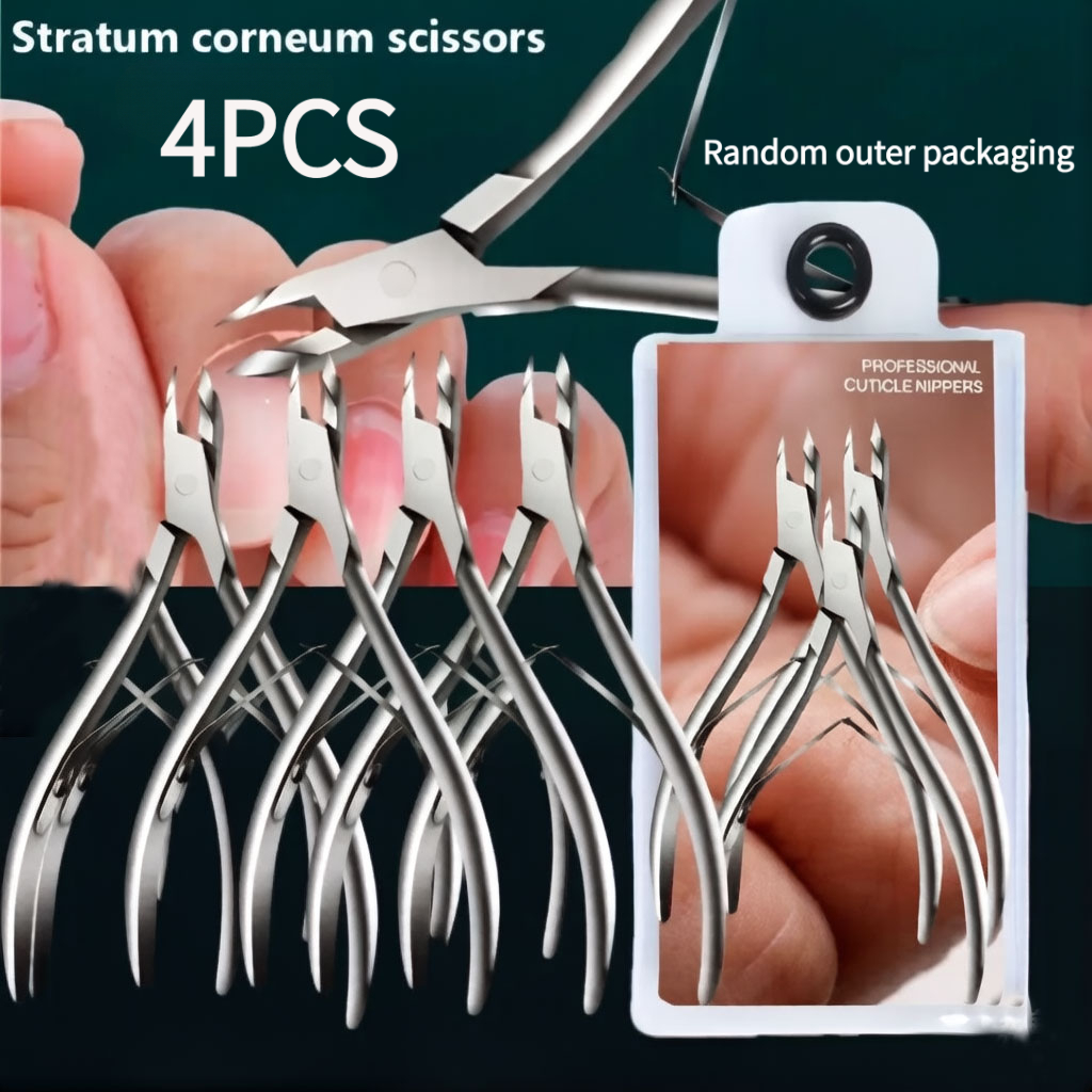 TEMU 4pcs Stainless Steel Dead Skin Scissors, Exfoliating Layer Trimmer, Suitable For Thick Nail Nail Clippers Barbed Skin Dead Skin Removal Pliers