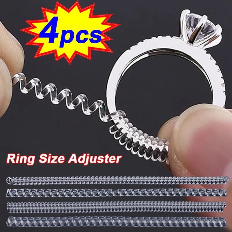 4pcs set ring size reducer tools   based rings adjust invisible transparent tightener resizing tool jewelry guard