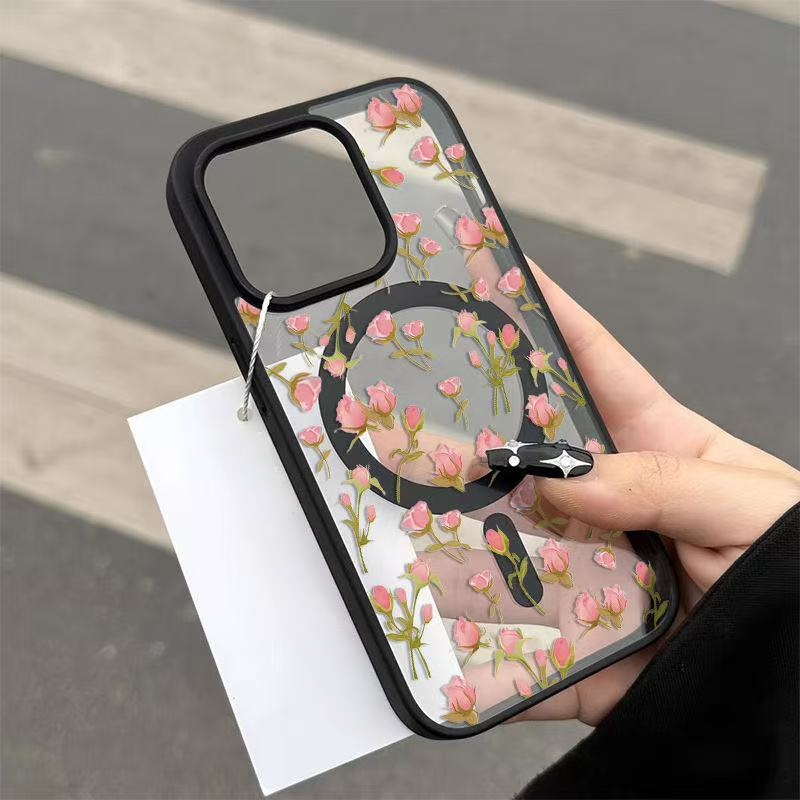 Small Fresh Full Screen Purple Morning Glory Phone Case for iPhone 16 15 Pro Max 14 13PRO 12PRO 12 11 11 Pro 14 Pro Max 14 15 Pro 16 Plus 13 13 Pro Max XR XS MAX 16 Pro Max All Inclusive Anti Fall Artistic Magnetic Protection Cover - Image 5
