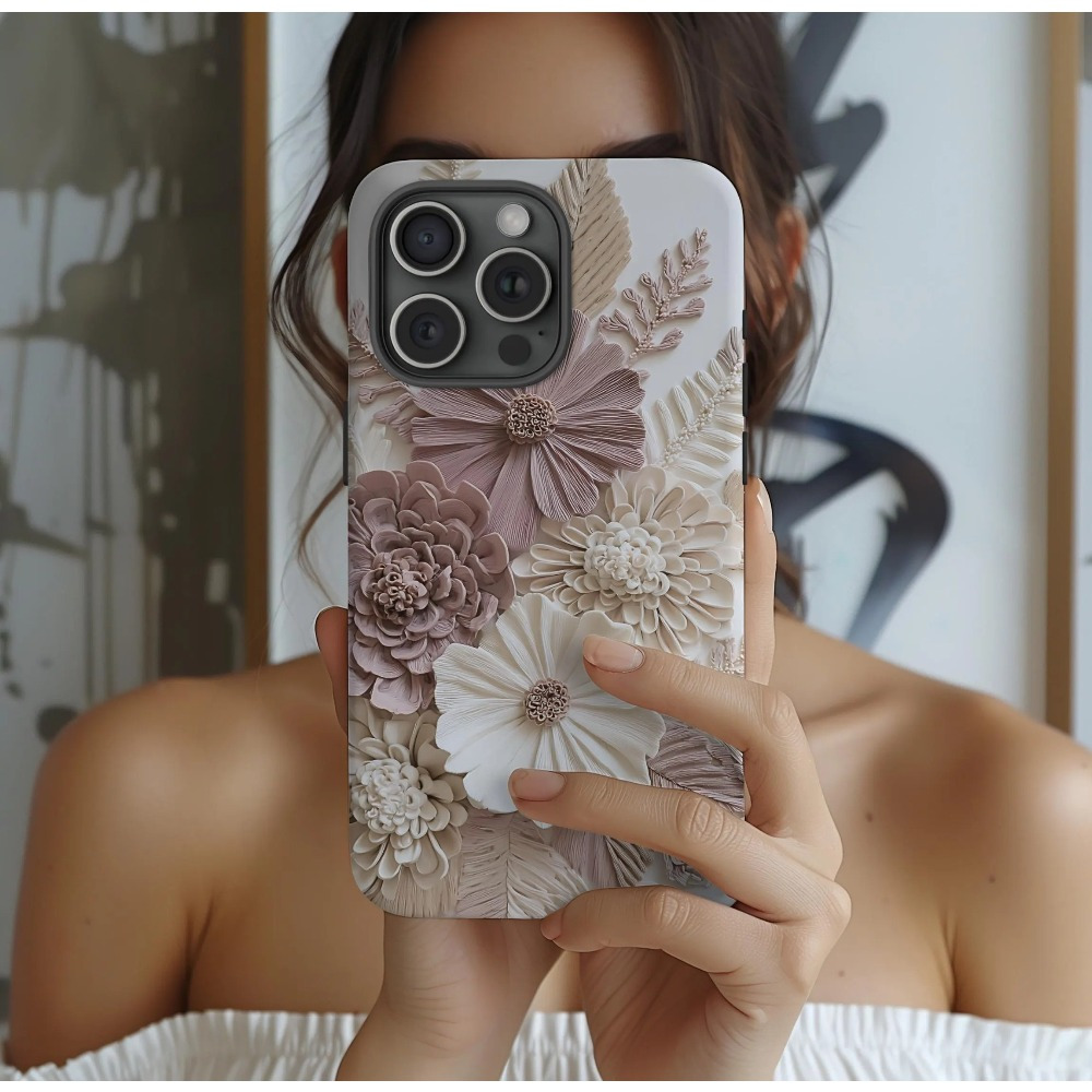 TEMU Phone Case - A Floral Patterned Phone Case With A Dual-layer Protective Design Shockproof And Wear-resistant, Compatible With Iphone 17, 16, 15,