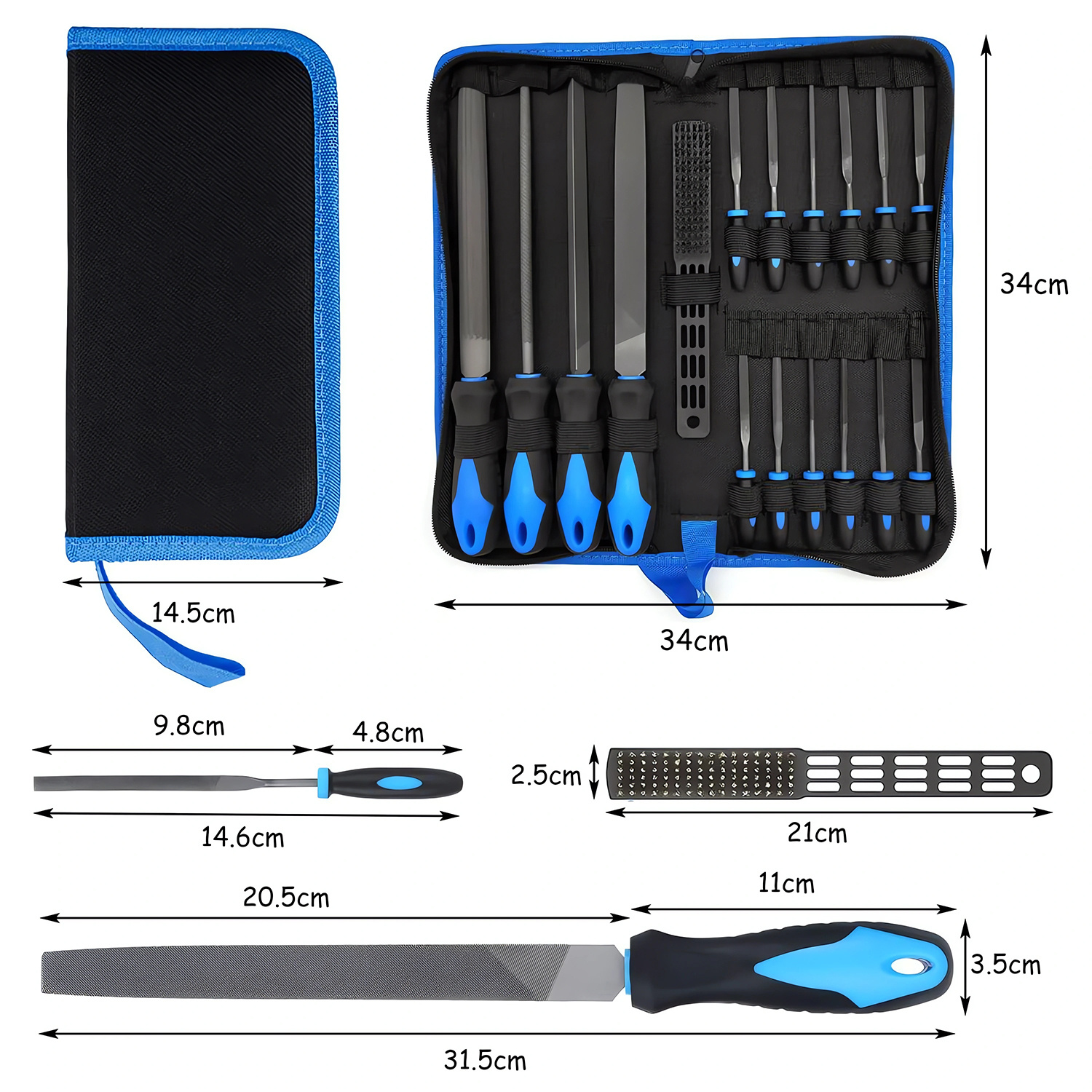 19pcs carbon steel file tool set with brush glove and four sandpapers metal files   flat   semicircular file   file suitable for chipping deburring edge softening and 3d print finishing Product details 1