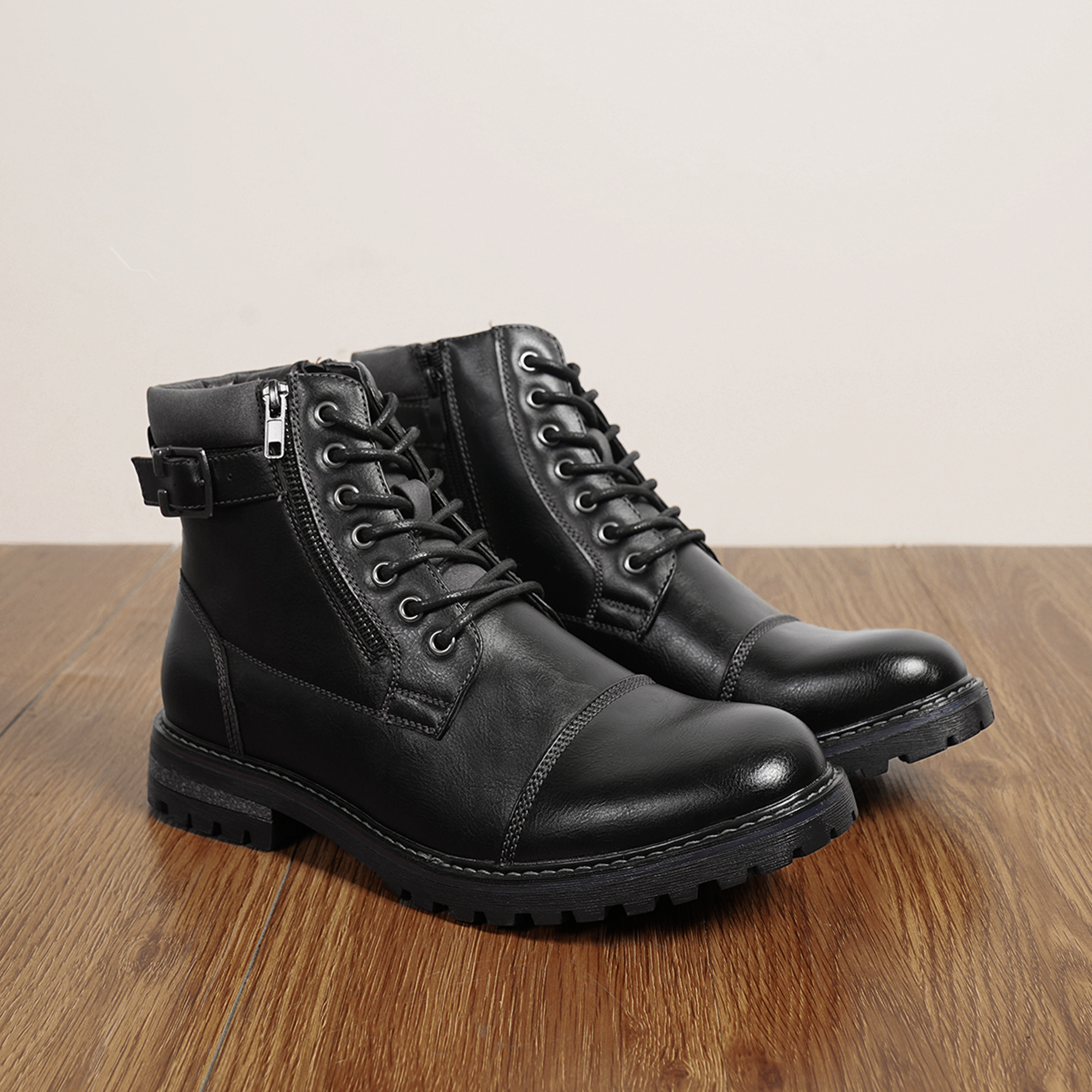 Men's Autumn Motorcycle Boots | Featuring Lace-up And Zipper Design With A 1-inch Heel For Riding