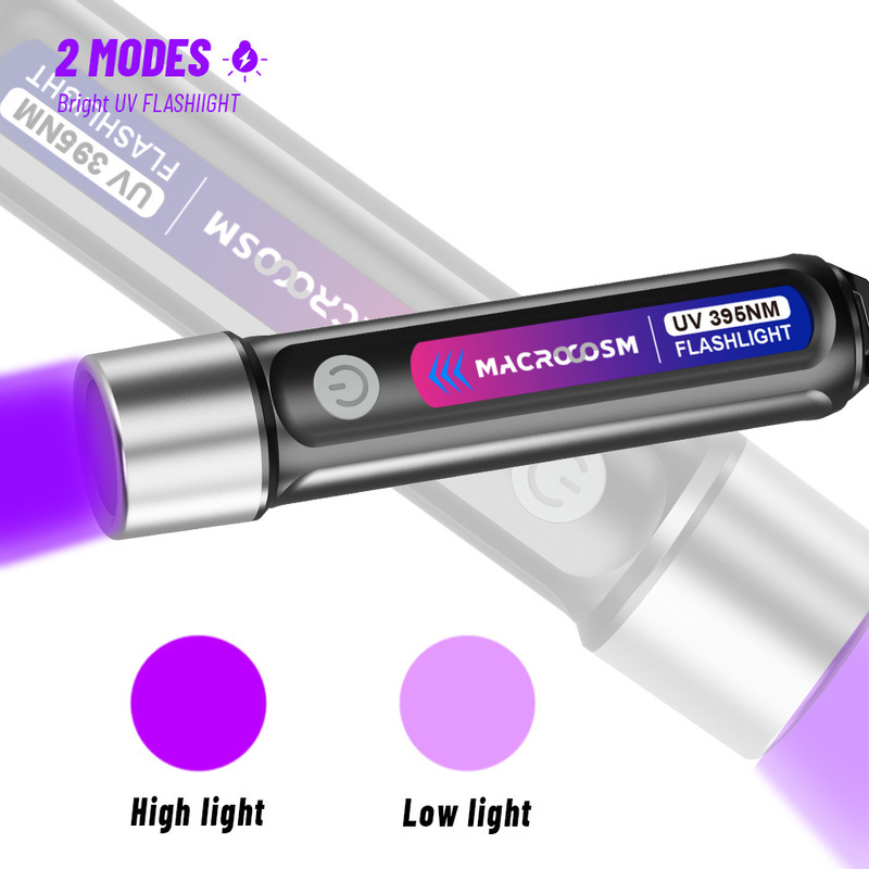 2pcs 395nm UV LED Flashlights - USB Rechargeable, High-Power for Urine & Scorpion Detection, Resin Curing, Pet Stain Removal, Camping & Fishing, Hotel Inspection, Nail Lamp, Portable
