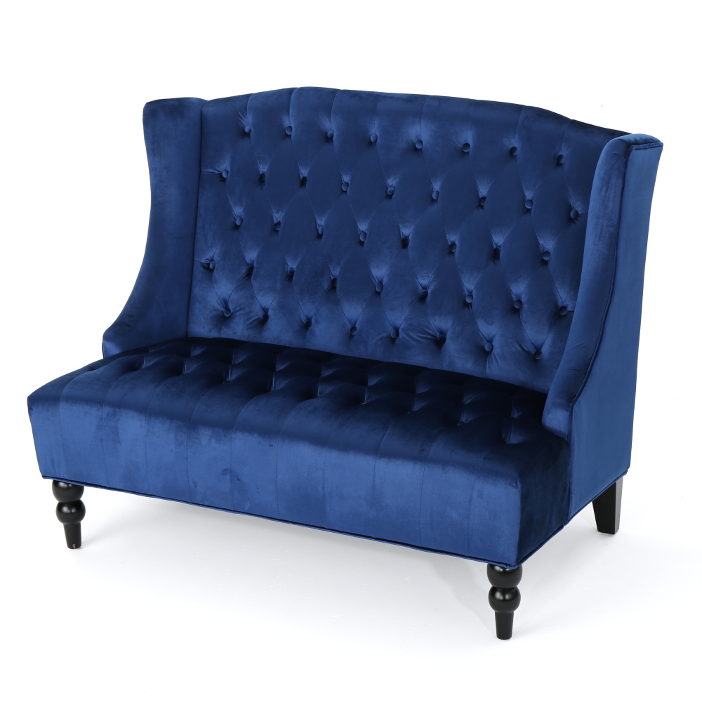 50-Inch Two-Seater Sofa, Comfortable Velvet Fabric, Mid-Century Modern Style, Minimalist Design, Extended Backrest, Compact Two-Seater Suitable for Bedrooms, Apartments And Home Offices