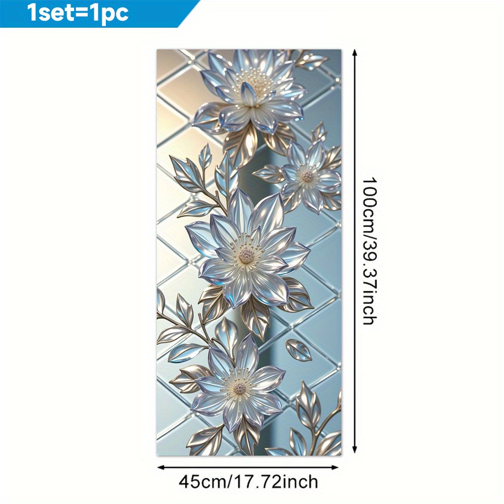 TEMU 1pc Of Floral Glass Patterned 2d Window Film Made Of Pvc Static Cling, Measuring 45x100cm. Removable, Reusable, Provides Privacy, , And Does Not