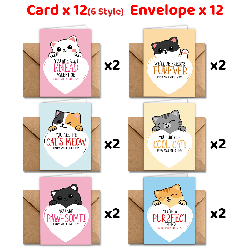 

24pcs Cat- Greeting Envelopes - For 's Day, &