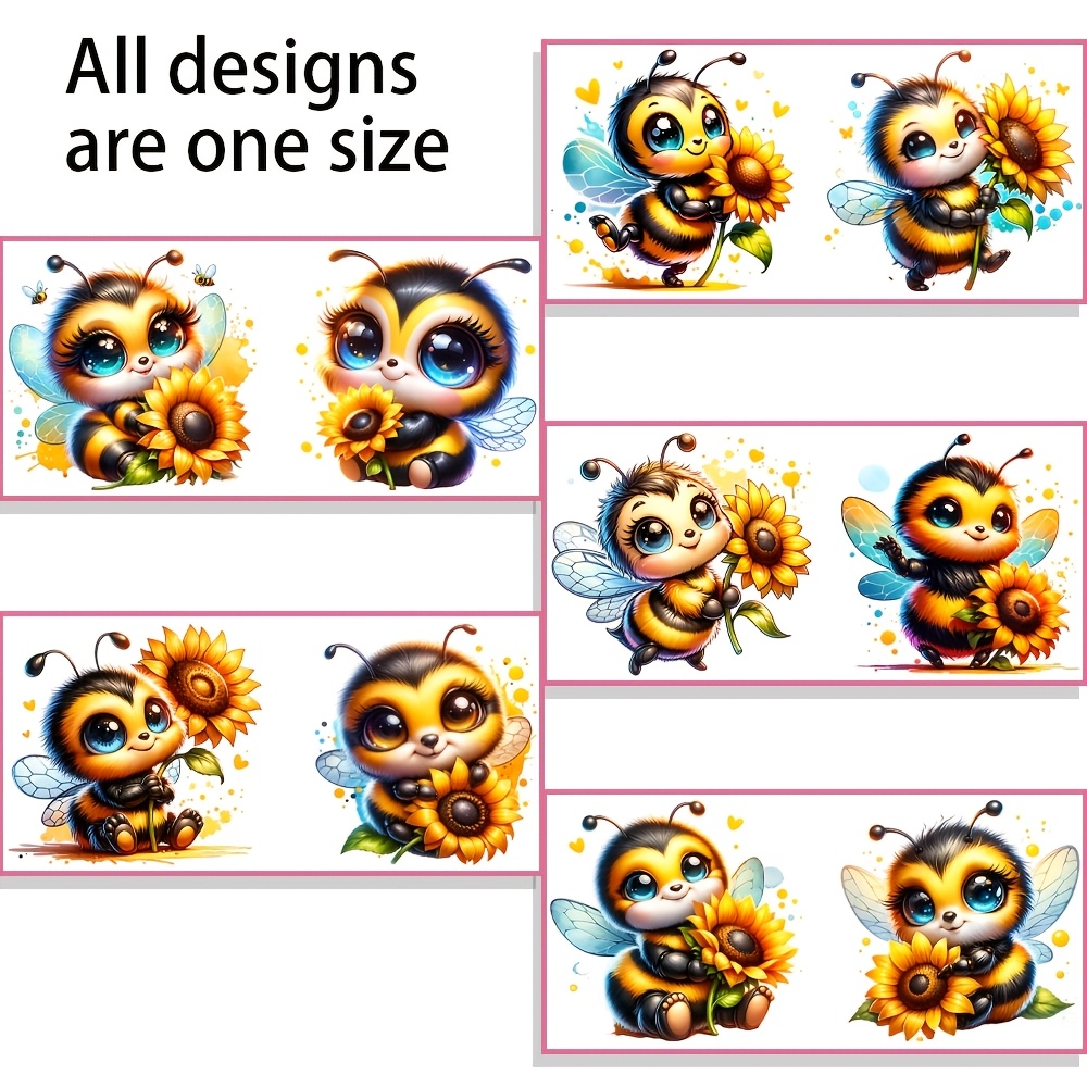 TEMU 5pcs Set Of Sunflower And Bee 16-ounce Glass Jar Decorative Paper, Uv Direct-print High- Decorative Paper, Suitable For Decorating Cups And