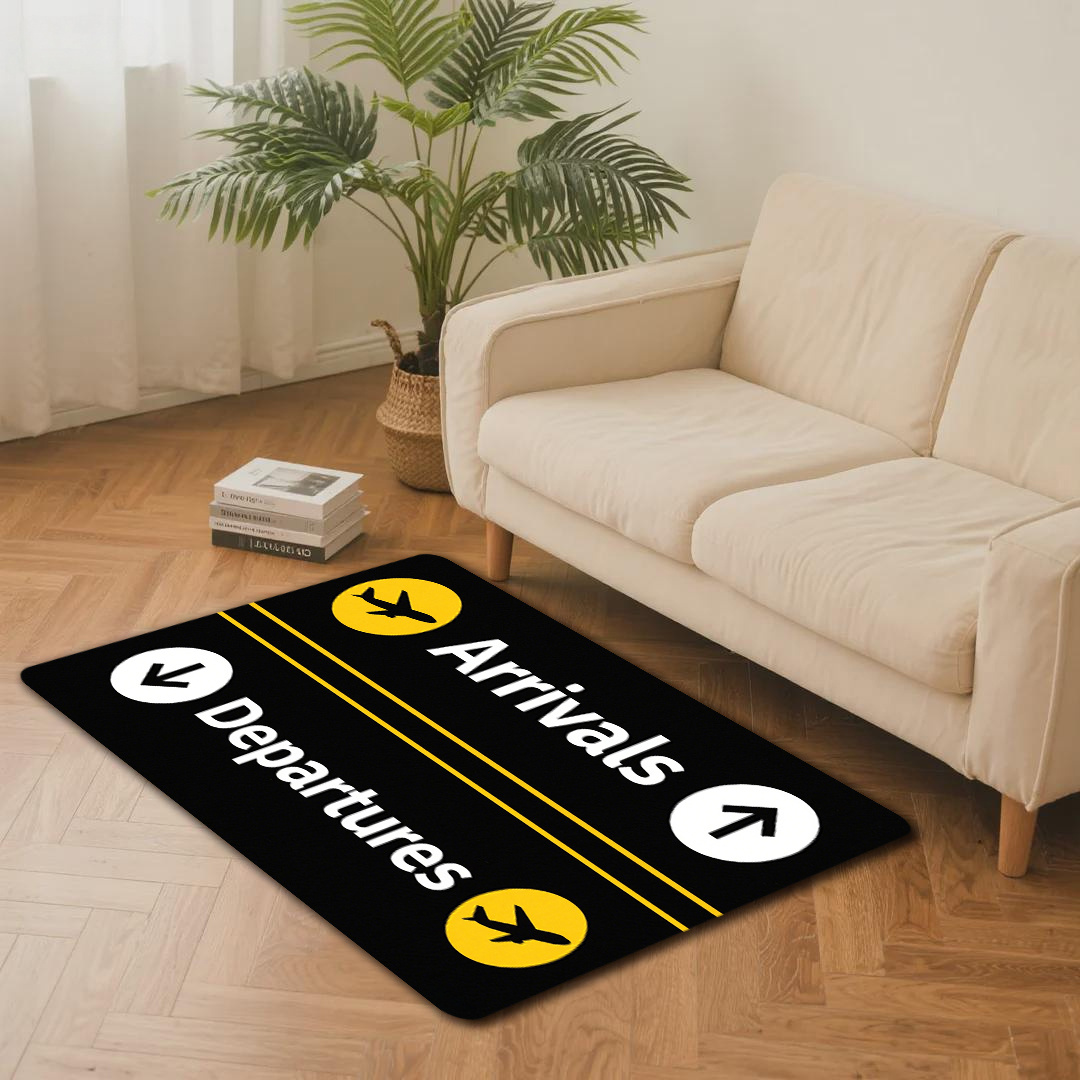 TEMU Flannel   Sponge   Drip Molding, Weight 500g Per   Thickness 10mm. A Doormat Featuring The Words "arrivals" And "" With A Easy And Clear Airport